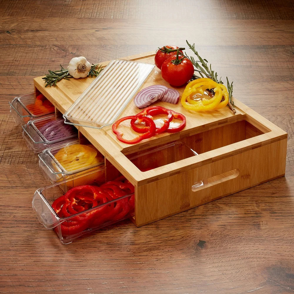 Homezore™ Bamboo Cutting Board W/ Containers